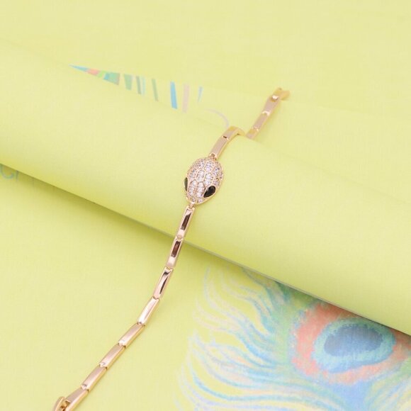 "Rose Gold Snake Head Bracelet with Sparkling Crystals, XPBL1030 - Picture 5 of 12